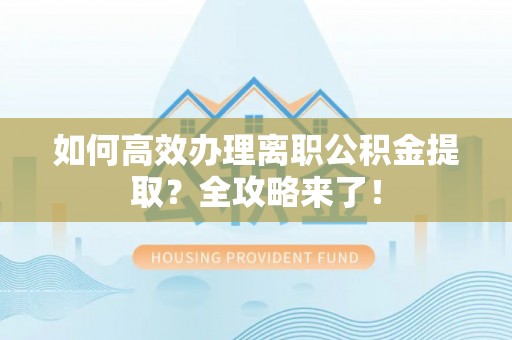 麻豆如何高效办理离职公积金提取？全攻略来了！